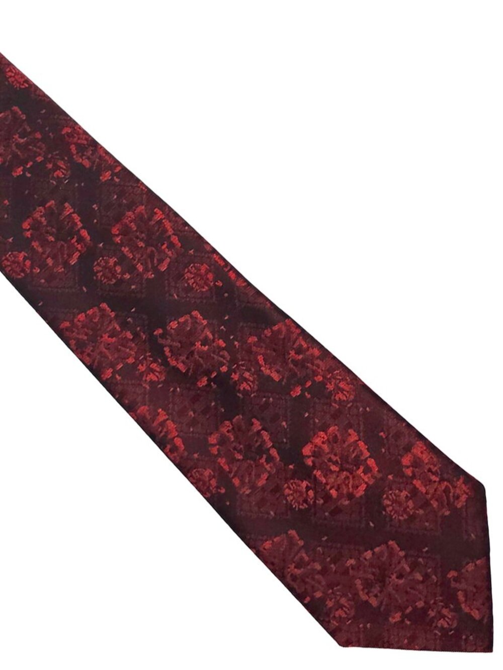 Vtg 60s Wemlon by Wembley Black Red Abstract Geometric Short Tie Necktie 3 x 52